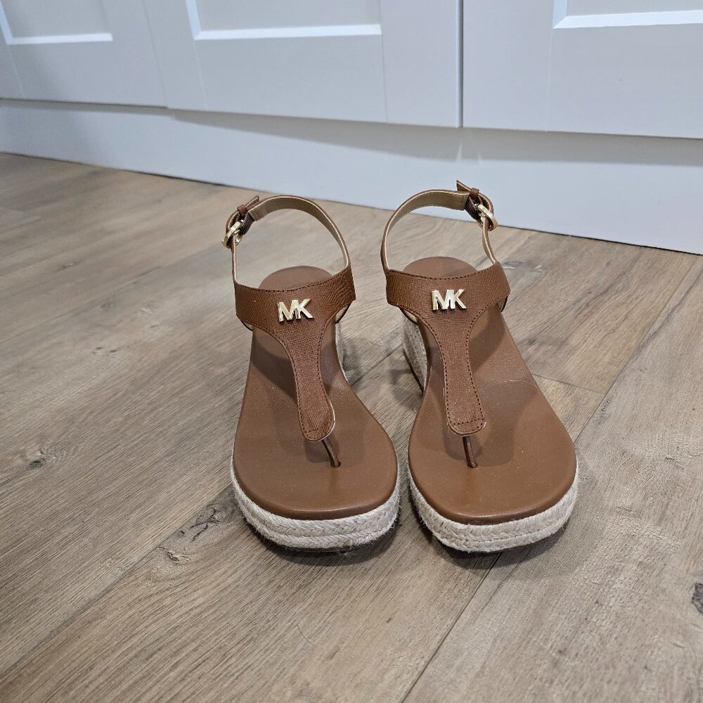 Michael Kors Leather Thong Platform Wedge Size 8